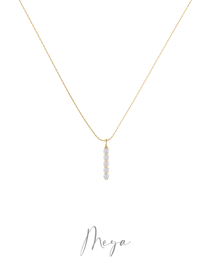 莫桑石3mm 一直鑽項鍊 / 金色