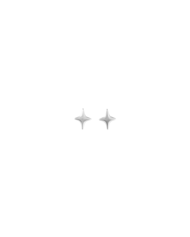 菱形星星耳環/銀色