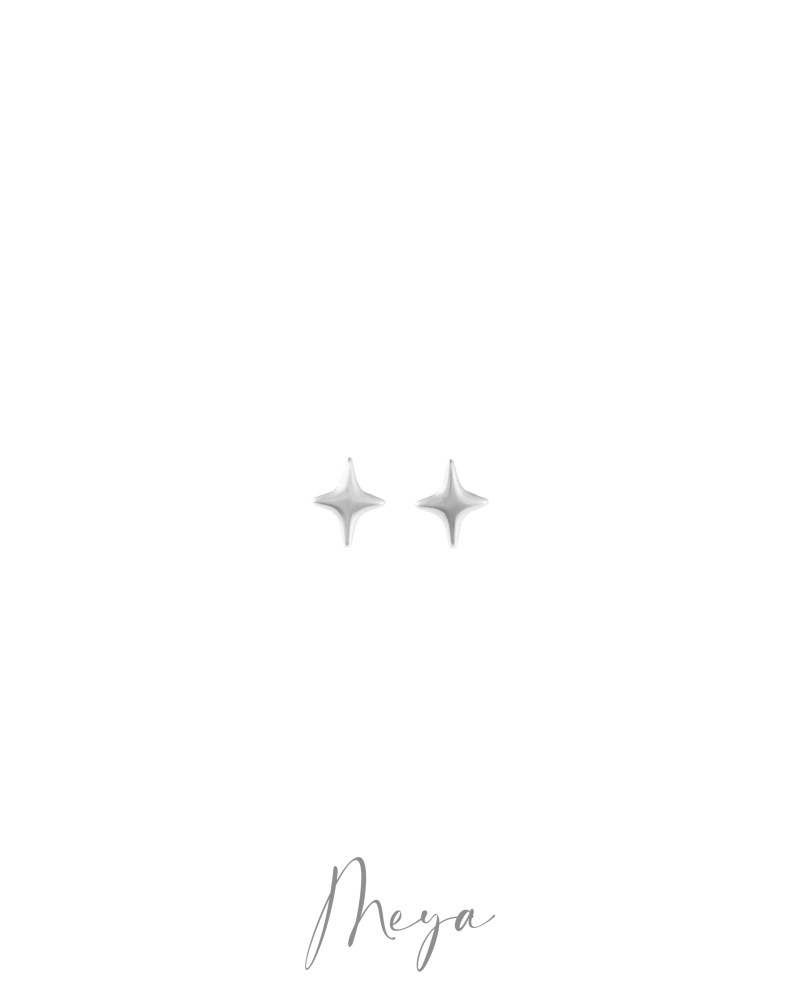菱形星星耳環/銀色