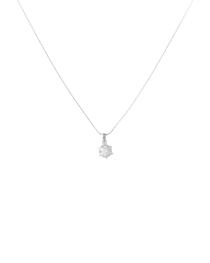 莫桑石5mm 六芒單鑽項鍊 / 銀色