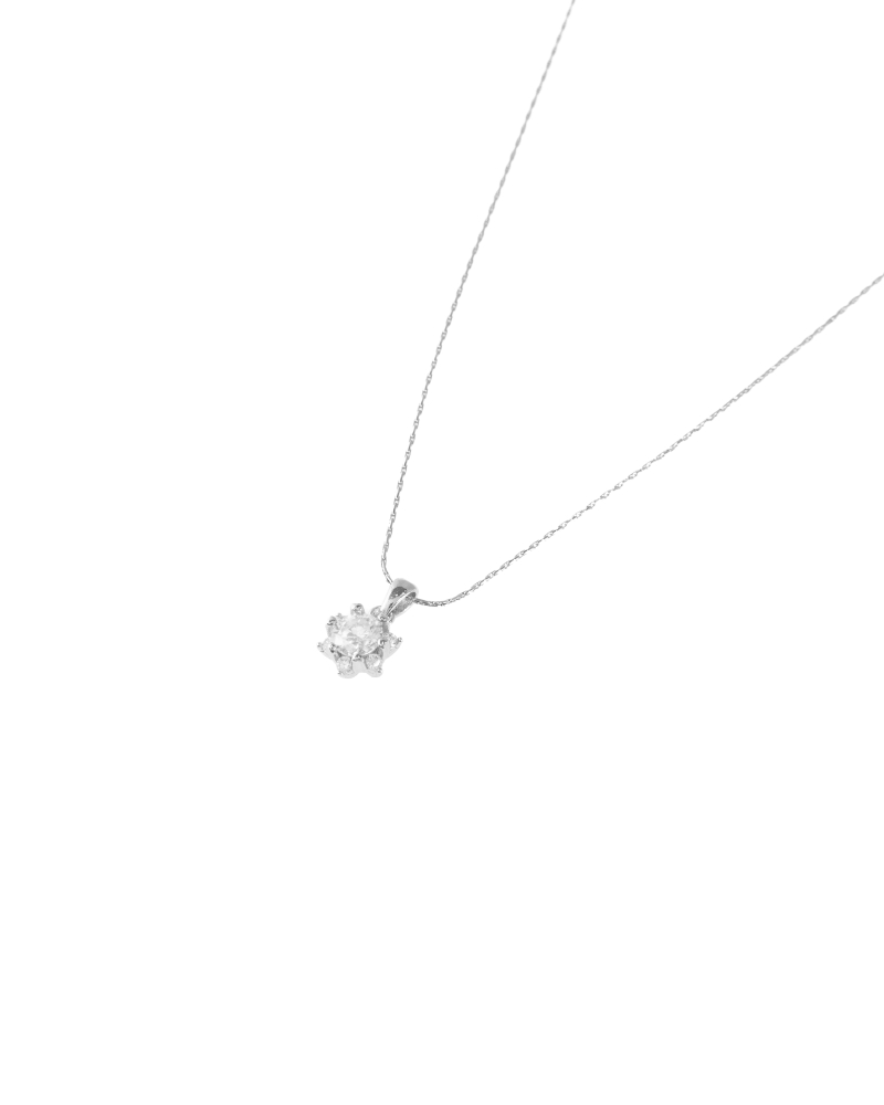 莫桑石5mm 六芒單鑽項鍊 / 銀色