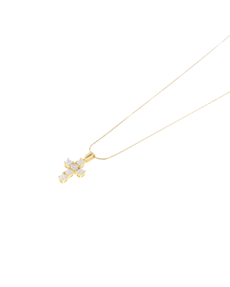 莫桑石3mm 十字架項鍊 / 金色