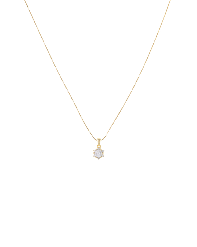 莫桑石5mm 六芒單鑽項鍊 / 金色