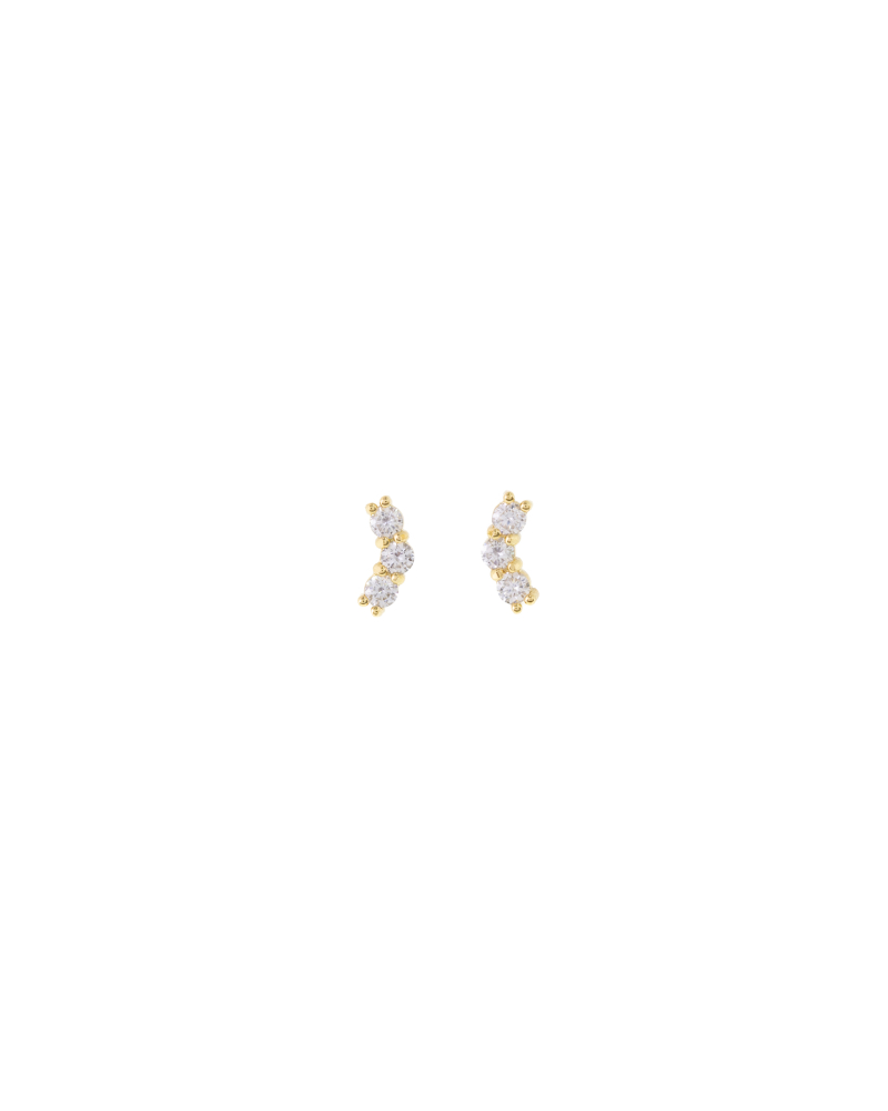 莫桑石3mm ㄑ型耳針 / 金色