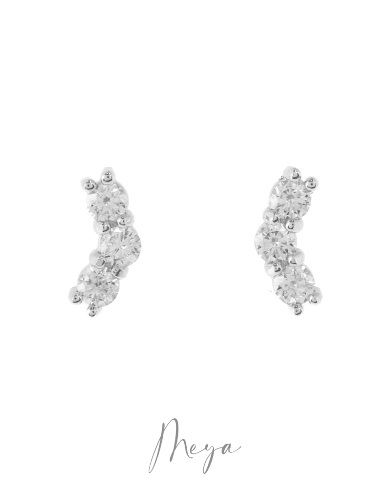 莫桑石3mm ㄑ型耳針 / 銀色