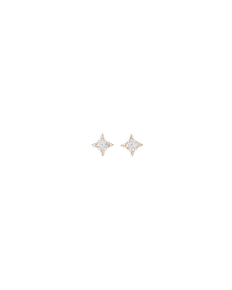 莫桑石5mm 星芒鑽耳環 / 金色