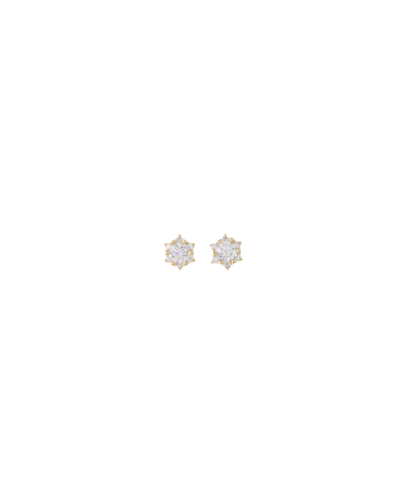 莫桑石5mm 六芒單鑽耳針 / 金色