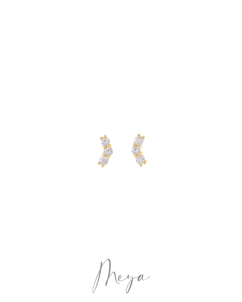 莫桑石3mm ㄑ型耳針 / 金色