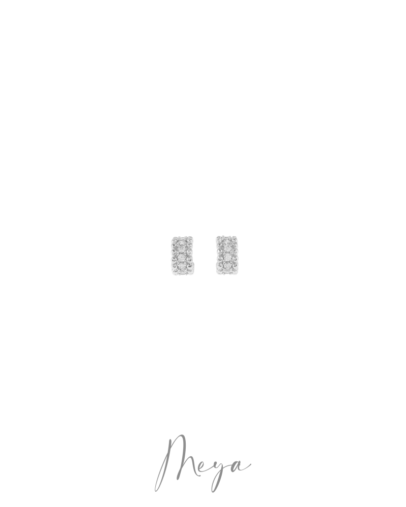寬版鋯石耳環/銀色