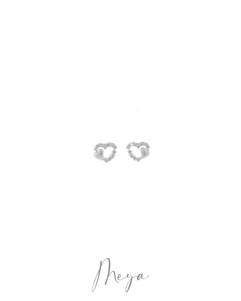 大愛心縷空小愛心耳環/銀色