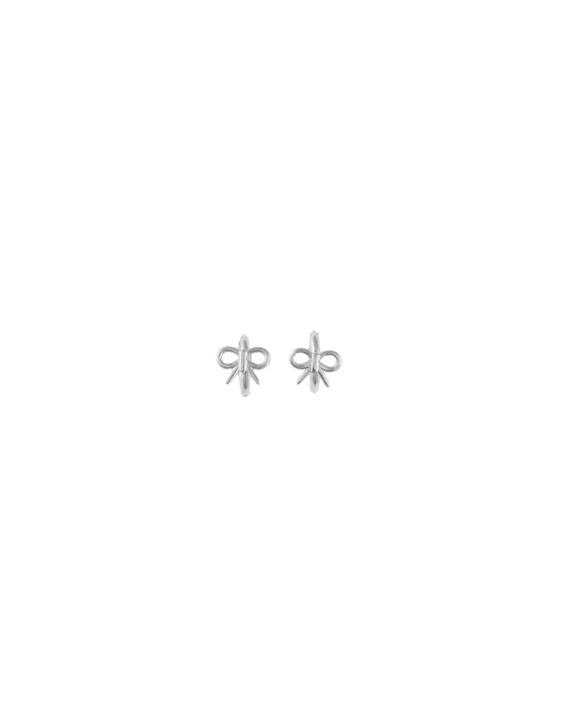 墜飾蝴蝶結圈型耳環/銀色