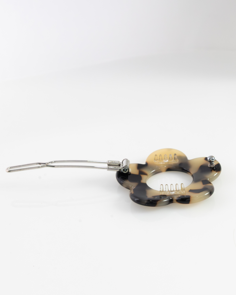 花朵型壓夾 / 卡其花紋色