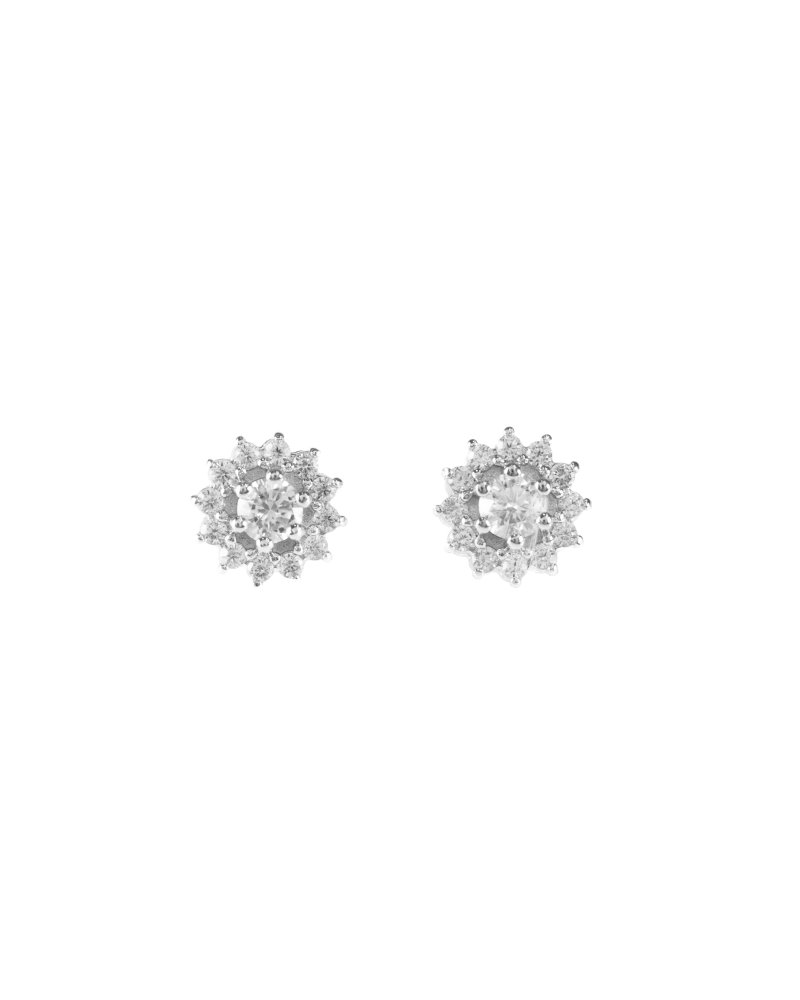 莫桑石3mm 太陽花耳針 / 銀色