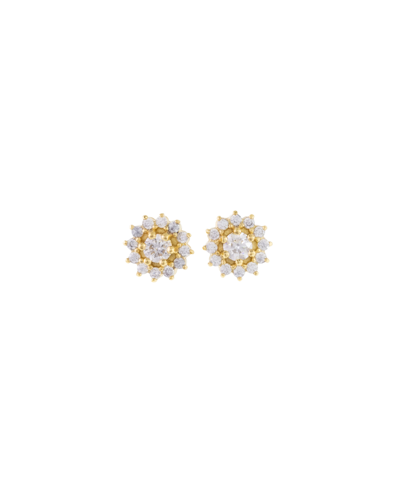 莫桑石3mm 太陽花耳針 / 金色