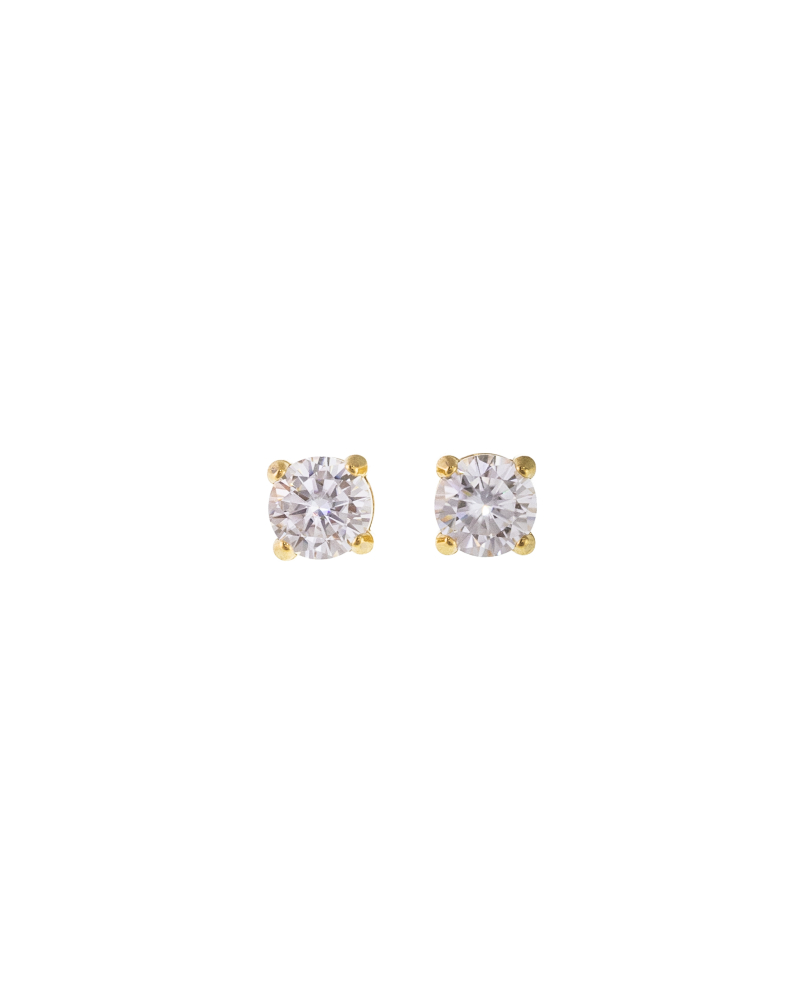 莫桑石5mm 圓單鑽耳針 / 金色