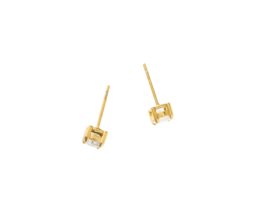 莫桑石5mm 圓單鑽耳針 / 金色