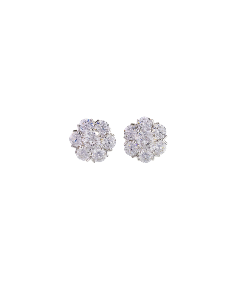 莫桑石5mm 花簇耳針 / 銀色