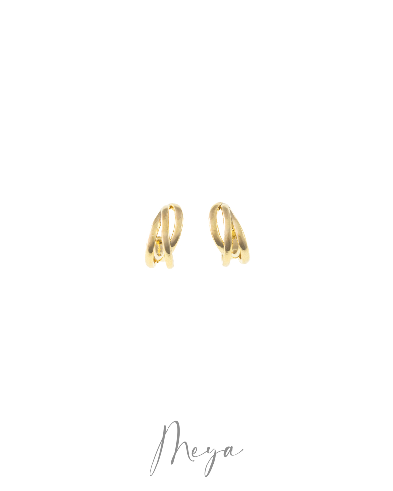 三環交織耳環/金色