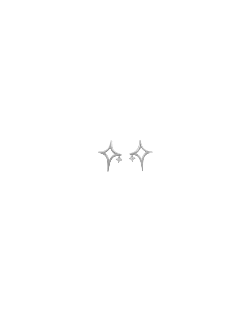 星型簍空貼耳式耳環/銀色
